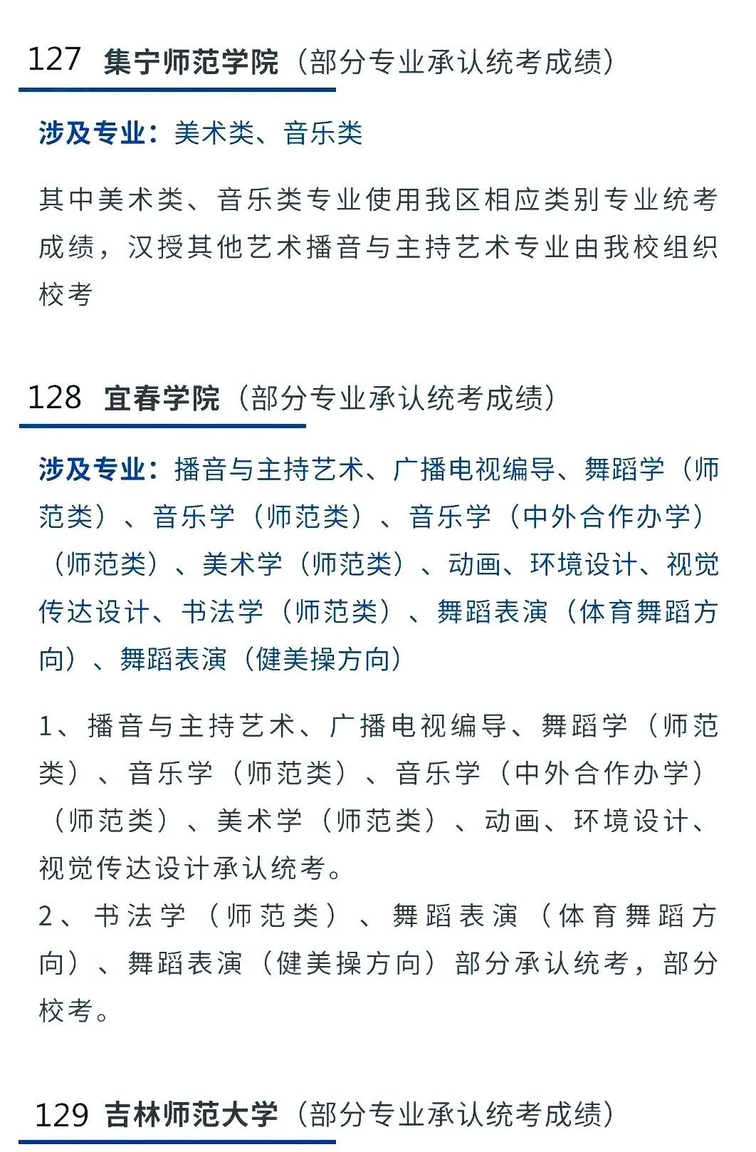 2022艺考生：艺术类承认统考院校名单（二） (http://www.hnyixiao.com/) 教育资讯 第12张