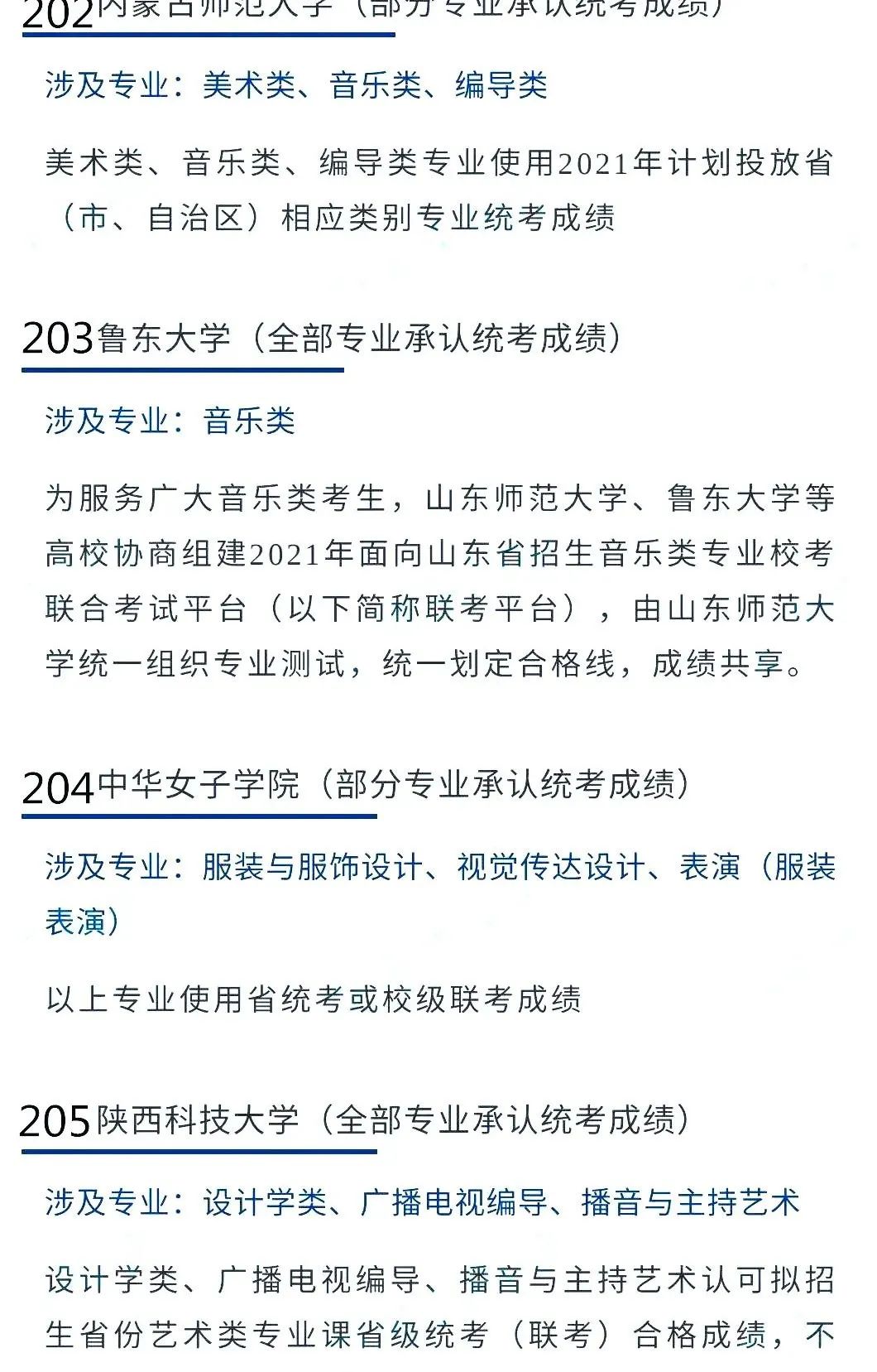 @2022艺考生：艺术类承认统考院校名单（三） (http://www.hnyixiao.com/) 教育资讯 第3张