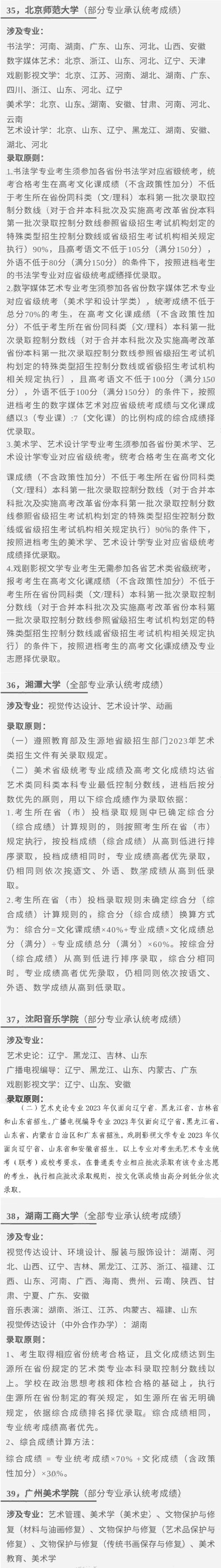 汇总！已有150所院校承认统考成绩 (http://www.hnyixiao.com/) 艺考界资讯 第11张