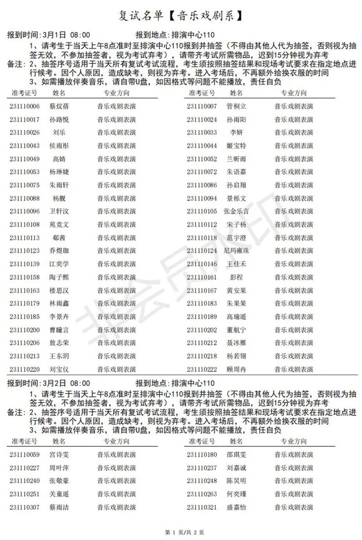 上海音乐学院、西安音乐学院2023艺术类复试名单及考试安排 (http://www.hnyixiao.com/) 艺考界资讯 第25张
