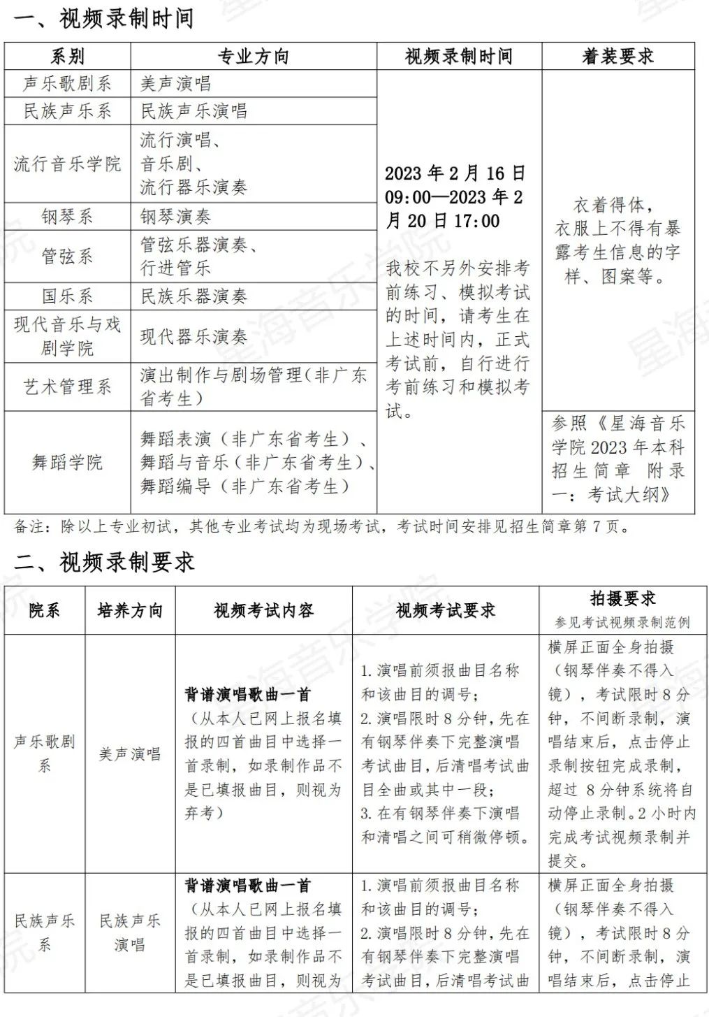 星海音乐学院2023视频录制指引及延长报名缴费时间通知 (http://www.hnyixiao.com/) 艺考界资讯 第1张