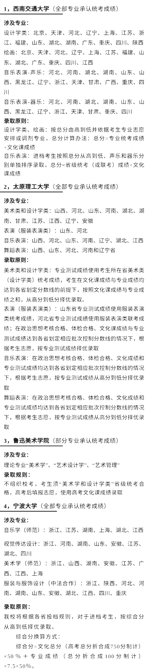 汇总！已有150所院校承认统考成绩 (http://www.hnyixiao.com/) 艺考界资讯 第1张