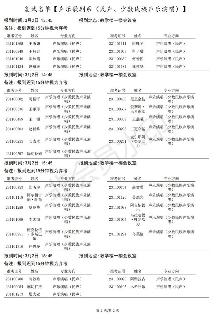 上海音乐学院、西安音乐学院2023艺术类复试名单及考试安排 (http://www.hnyixiao.com/) 艺考界资讯 第24张