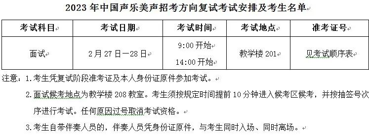 中国音乐学院、中央民族大学音乐学院2023初试结果及复试安排 (http://www.hnyixiao.com/) 艺考界资讯 第6张