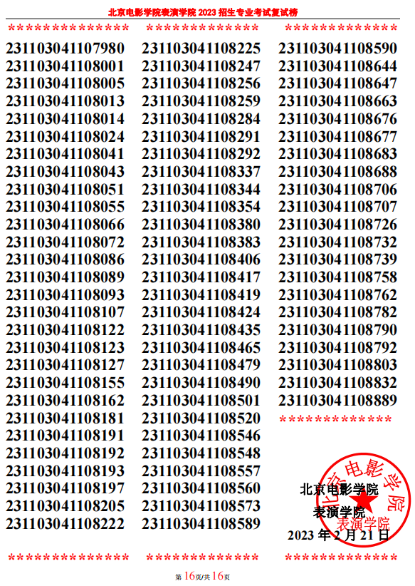 北京电影学院2023表演学院复试榜单及复试须知 (http://www.hnyixiao.com/) 艺考界资讯 第16张