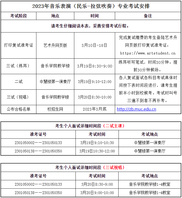 中央民族大学音乐学院2023线下复试安排 (http://www.hnyixiao.com/) 艺考界资讯 第6张