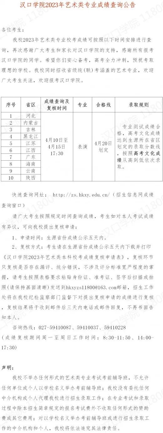 3 校公布2023艺术类专业成绩 (http://www.hnyixiao.com/) 艺考界资讯 第1张